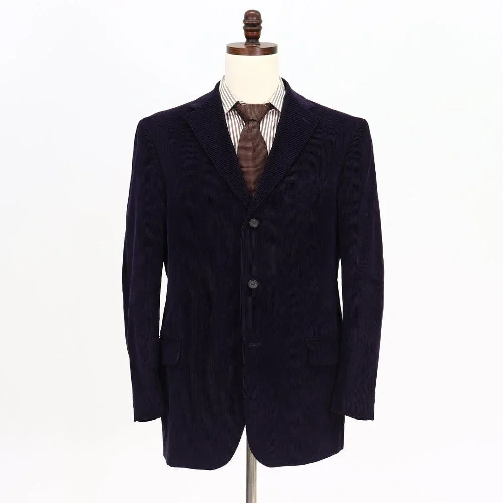 Lands' End 46R Blue Solid 3-Button Sport Coat Blazer Jacket P458